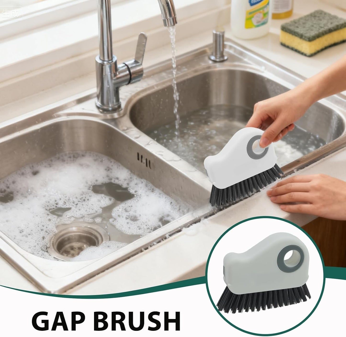 2-in-1 Window Groove Cleaning Brush, Handheld Crevice Cleaner Tool with Dustpan, Sliding Door Track Cleaning Brushes for Keyboard Blind Gap Corner Detail Sweeper Space