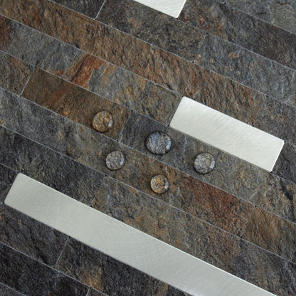 AULIGET 20 Sheets Peel and Stick Backsplash, Black & Grey Wood Look PVC Mixed Metal Stick on Backsplash Tiles for Kitchen