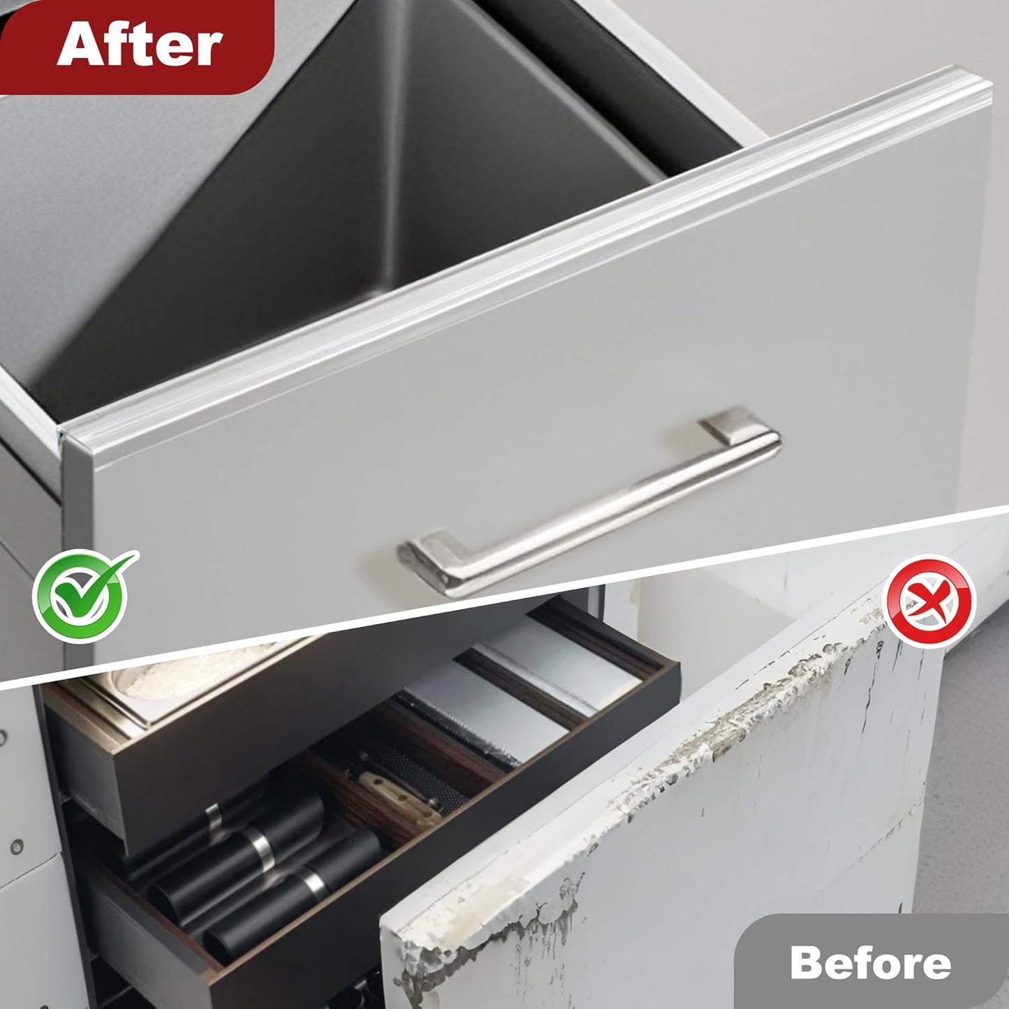 Cabinet Protectors for Kitchen Cabinets, Cabinet Door Protector Trash Drawer Protector Edge Guard, Plastic Slip on Protectors for Cabinets– 3/4" Thick, 18" Length