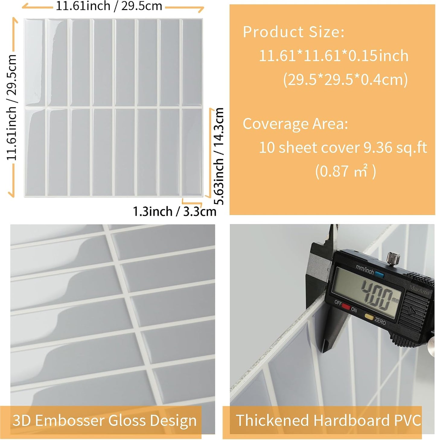 Peel and Stick Backsplash Tiles for Kitchen Bathroom - 10 Sheets 11.61" x 11.61" 3D Self Adhesive Wall Tiles Waterproof Hard PVC Ceramic Tile Easy DIY Installation Green