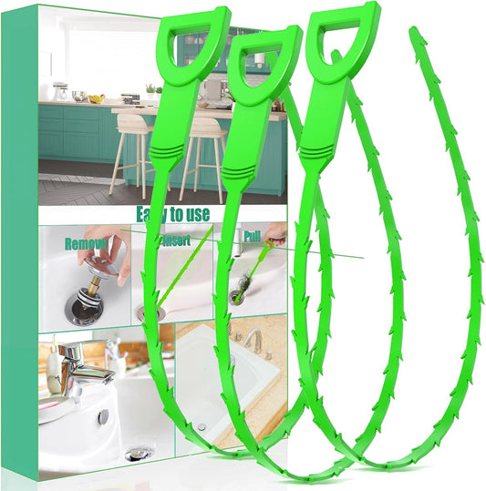 Longer Drain Clog Remover Sink Snake: 3 Pcs Hair Remover Tools for Shower Bath and Bathtub（25in Longer Size）