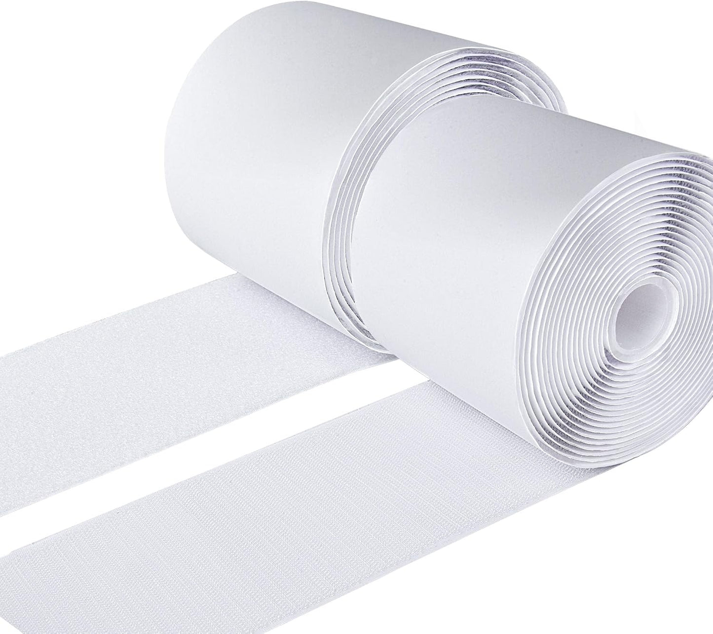 3 Inch x 20 Feet Adhesive Hook and Loop Tape, Nylon Heavy Duty Interlocking Tape, White Self Adhesive Hook and Loop Roll for Screen Window Sofa Cushions Carpet Wall Hanging