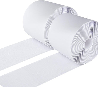 3 Inch x 20 Feet Adhesive Hook and Loop Tape, Nylon Heavy Duty Interlocking Tape, White Self Adhesive Hook and Loop Roll for Screen Window Sofa Cushions Carpet Wall Hanging