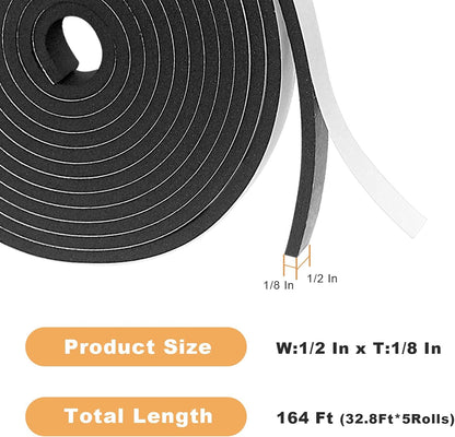 Weather Stripping Door Seal Strip for Doors and Windows, 1In x 1/8In x 33Ft x 2 Roll Foam Insulation Tape Self Adhesive,Sound Proof,Weatherstrip,Pipe Cooling, Air Conditioning Seal Strip - Colors A