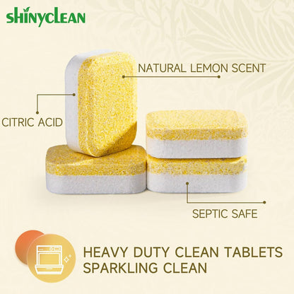 Heavy Duty Dishwasher Cleaning Tablets | Natural Dishwasher Cleaner and Deodorizer | Helps Remove Limescale, Hard Water & Odor | Septic Safe, 12 Pack - 1 Year Supply
