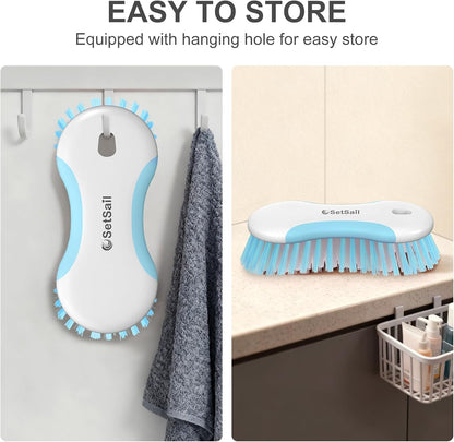 SetSail Multi-Purpose Scrub Brush of 2 Pack, Stiff Bristles Cleaning Brush with Non-Slip Grip Heavy Duty Scrub Brushes for Cleaning Bathroom Kitchen Tile Bathtub Sink, Grey