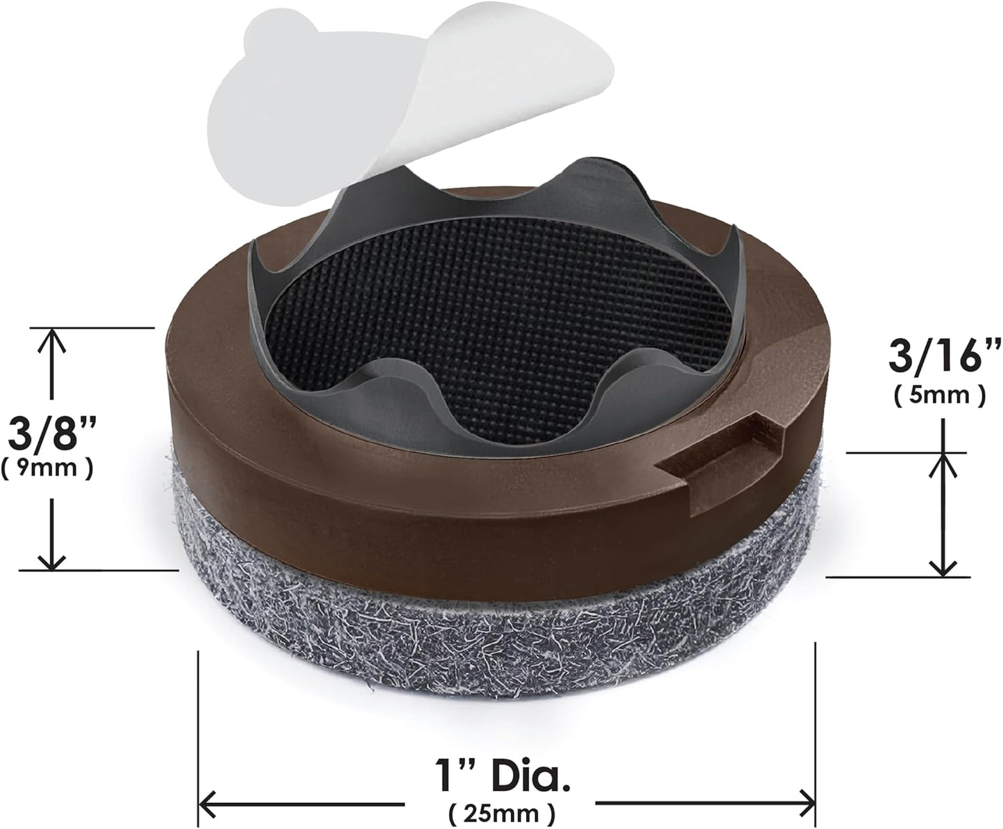 GorillaFelt Chair Leg Floor Protectors/Felt Chair Glides (Set of 16) Tap-On Felt Furniture Pads Guaranteed to Stay On, 1 Inch Round Chair Sliders