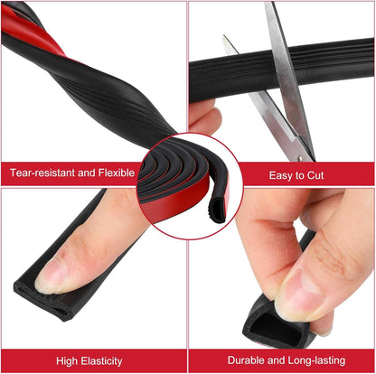 Pangda 13Ft D Shape Rubber Weather Stripping Foam Self-Adhesive EPDM Seal Strip for Noise Reduction Waterproof Dustproof for Cars Boats RVs Windows Doors (3/4" W x 3/4" H)