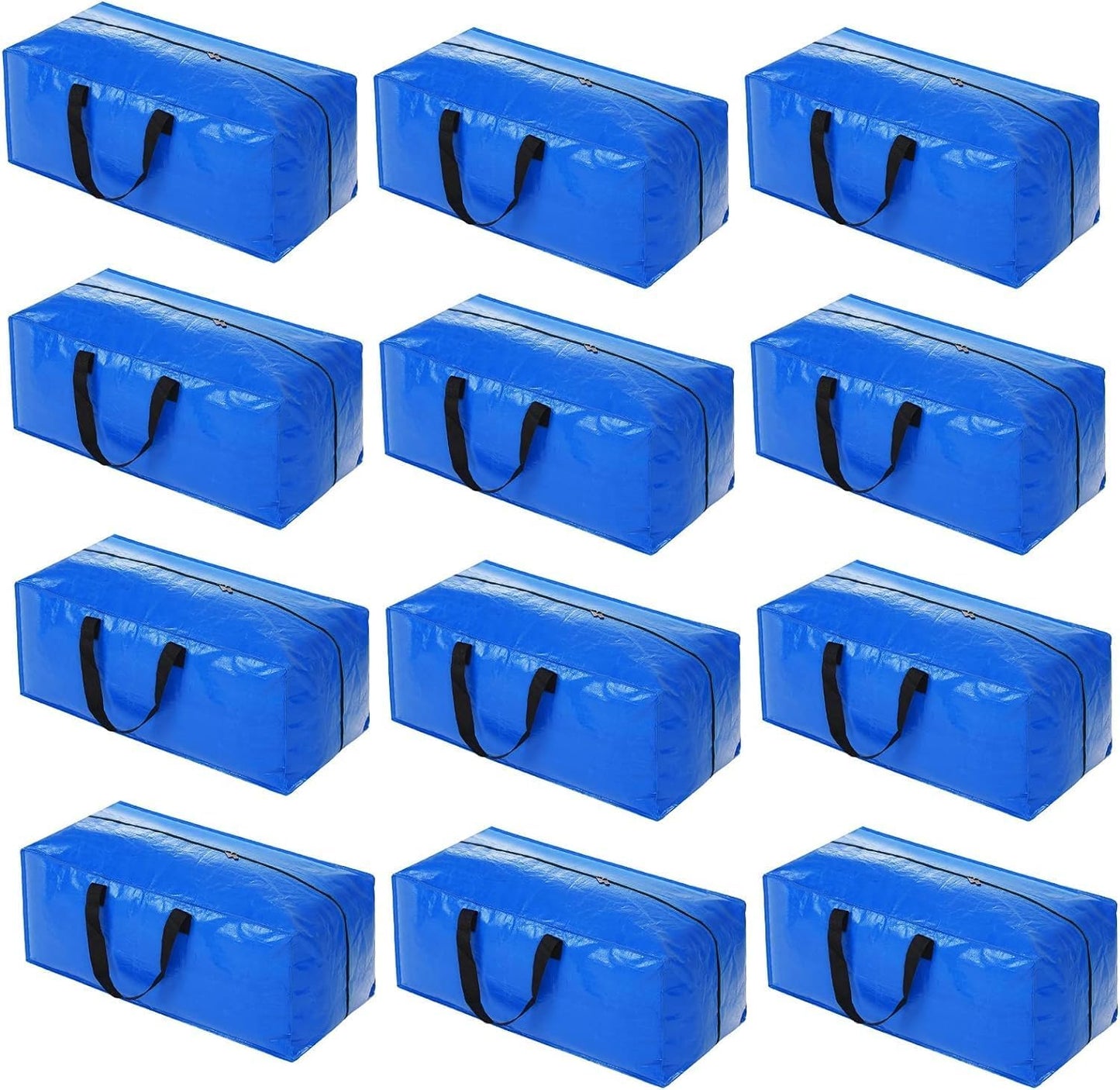 Heavy Duty Extra Large Blue Moving Bags with Strong Zipper Backpack Handles | 4 Pack Clothes Storage Bags Totes Space Saving Moving Boxes Bins Packing Bags for College Dorm Compatible with Ikea Frakta