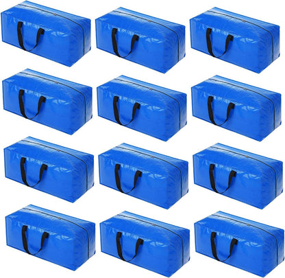 Heavy Duty Extra Large Blue Moving Bags with Strong Zipper Backpack Handles | 4 Pack Clothes Storage Bags Totes Space Saving Moving Boxes Bins Packing Bags for College Dorm Compatible with Ikea Frakta