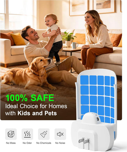 WowCatch Plug-in Flying Insect Trap for Indoors, Fly Trap for Fruit Flies, Gnats & House Flies, UV Light Indoor Bug Catcher for Home, Kitchen, Mess-Free Alternative to Bug Zapper, 1 Device 2 Refills