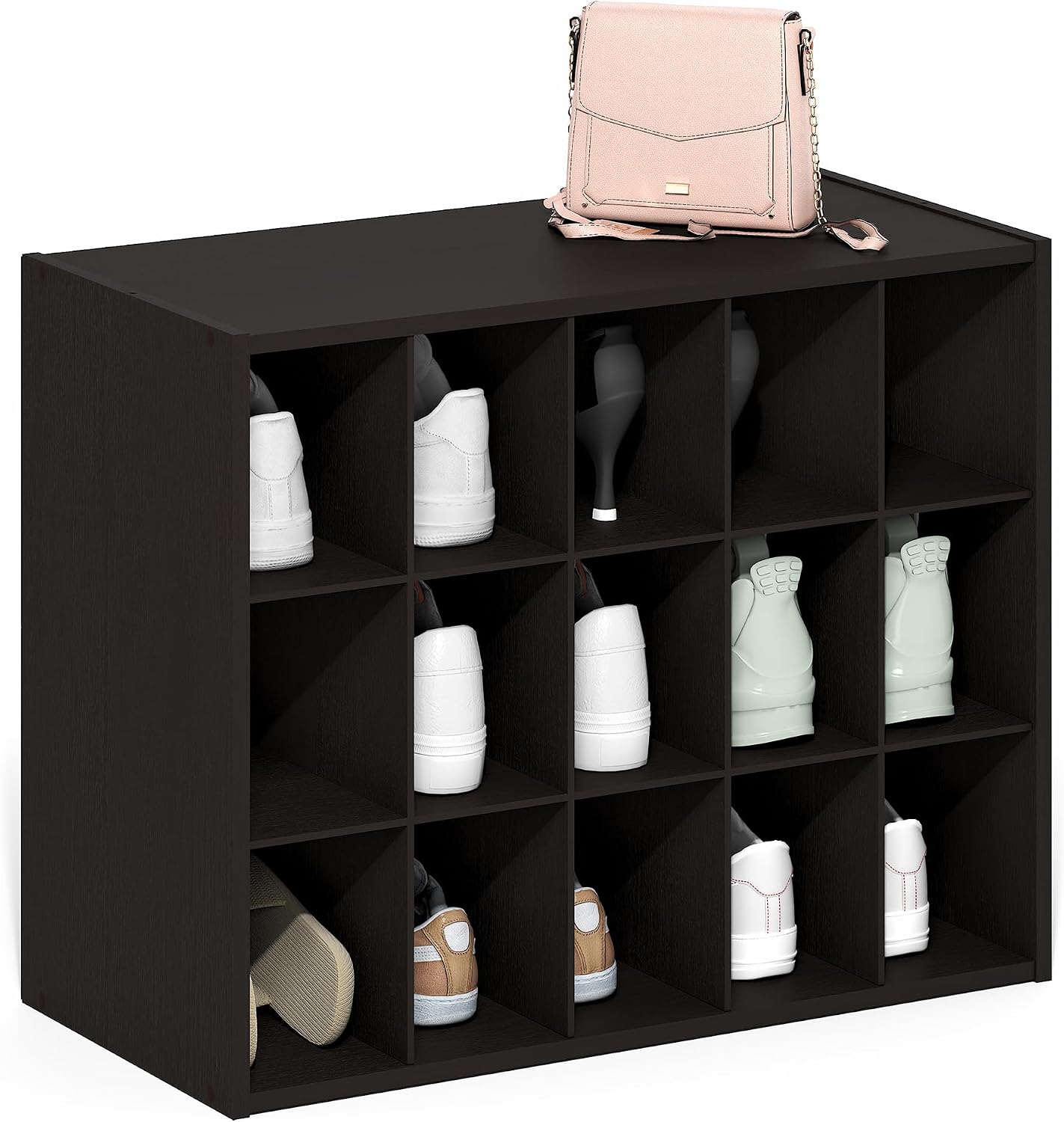 Furinno FANO Shoe Rack, 24-Inch Width 2-Tier Shoe Organizer, Stackable Shoes Storage, 11.7 x 24.2 x 11.7, for Closet Entryway, Office, Garage, Amber Pine