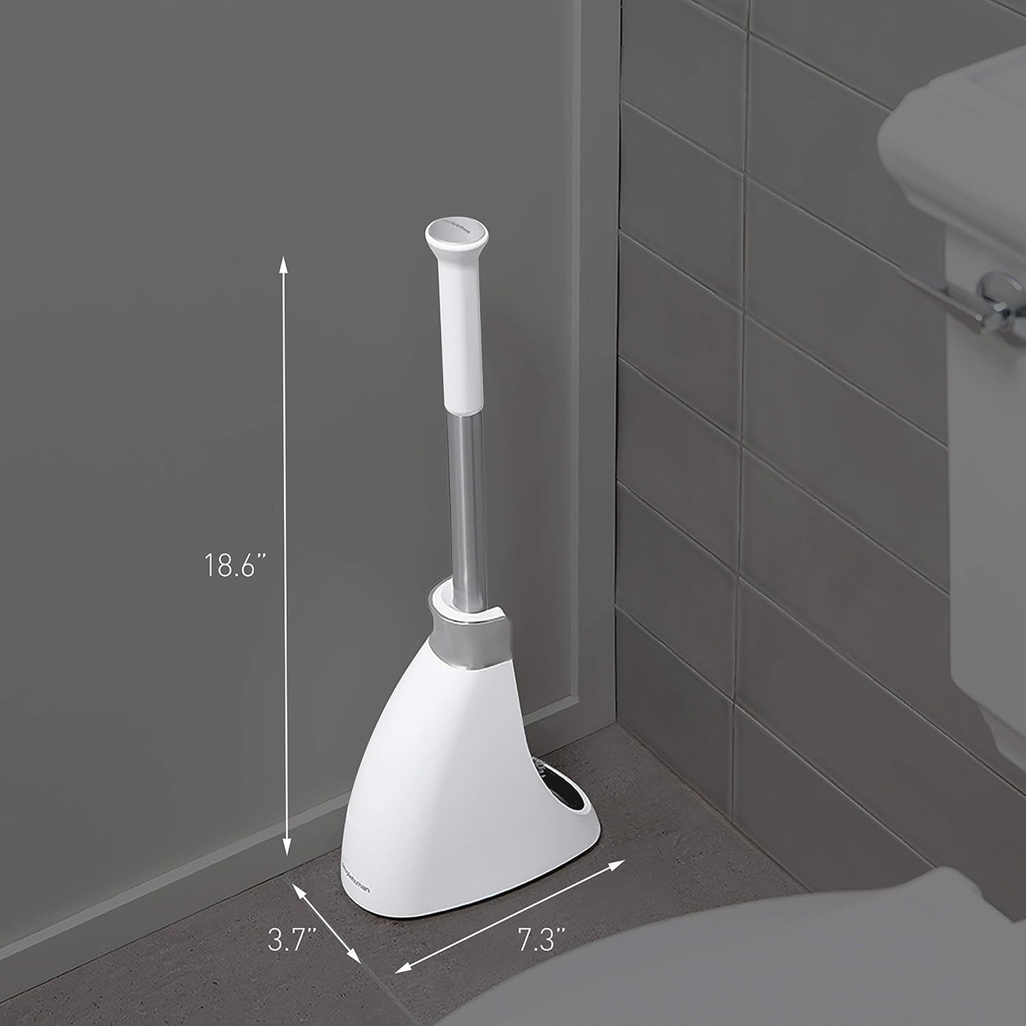 simplehuman Toilet Brush with Caddy, Stainless Steel, White