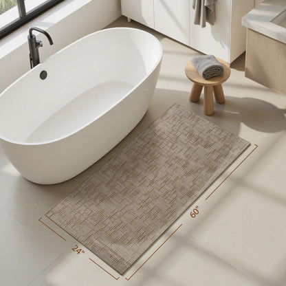 AMOAMI Bath Mat Non Slip Super Absorbent Quick Dry Bath Mats for Bathroom Floor Rubber Backing Washable Bathroom Rugs Modern Woven Jacquard Mat, Beside Tub Bath Rugs, 17" x 24", LightGrey
