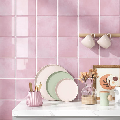 VEELIKE Cream Beige Peel and Stick Backsplash for Kitchen Square Peel and Stick Tile Backsplash 6 Sheets Self Adhesive Back Splash Tiles for Bathroom Waterproof Ceramic Wall Tile Stickers 12''x12''