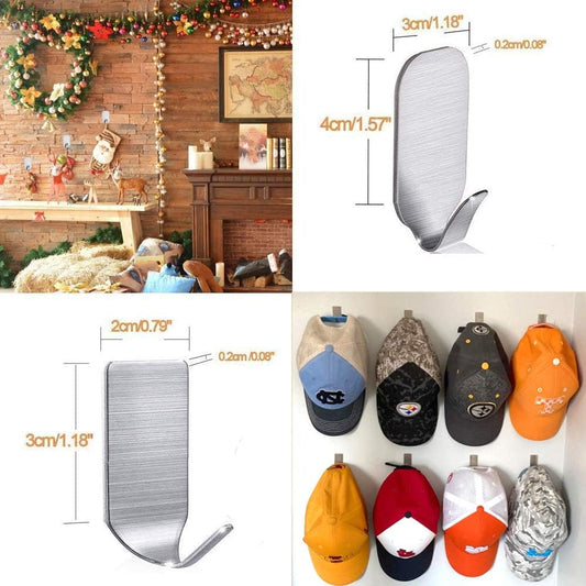 FOTYRIG Adhesive Hooks Hat Hooks Hanger, Strong Waterproof Stainless Steel Wall Hangers Sticky Hooks for Hanging Bathroom Kitchen Stick on Wall Hooks-16 Packs