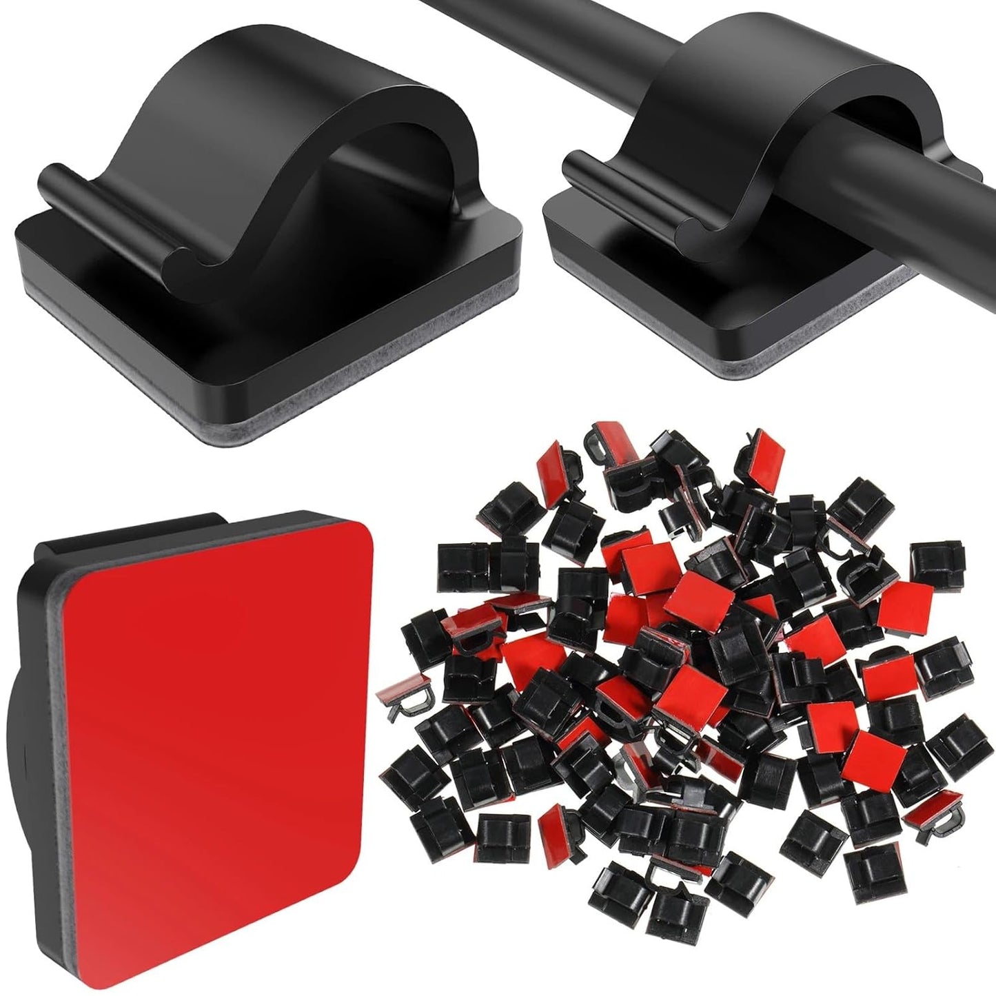 Blulu 100 Pcs Adhesive Cable Wire Clips, Outdoor Light Clips, Cord Management Wire Organizer Cord Holder for Holiday String Lights, Under Desk, Car, Wall, TV PC Ethernet Cable(Small,Clear)