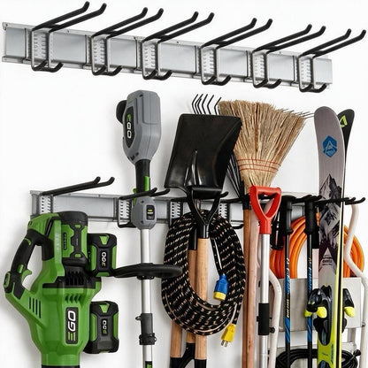 Aking Ace Garage Tool Organizer Wall Mount, 48-Inch Heavy Duty Garden Tool Rack for Shed, Holds 350lbs, Adjustable Storage Hanger for Shovel, Rake, and Power Tools