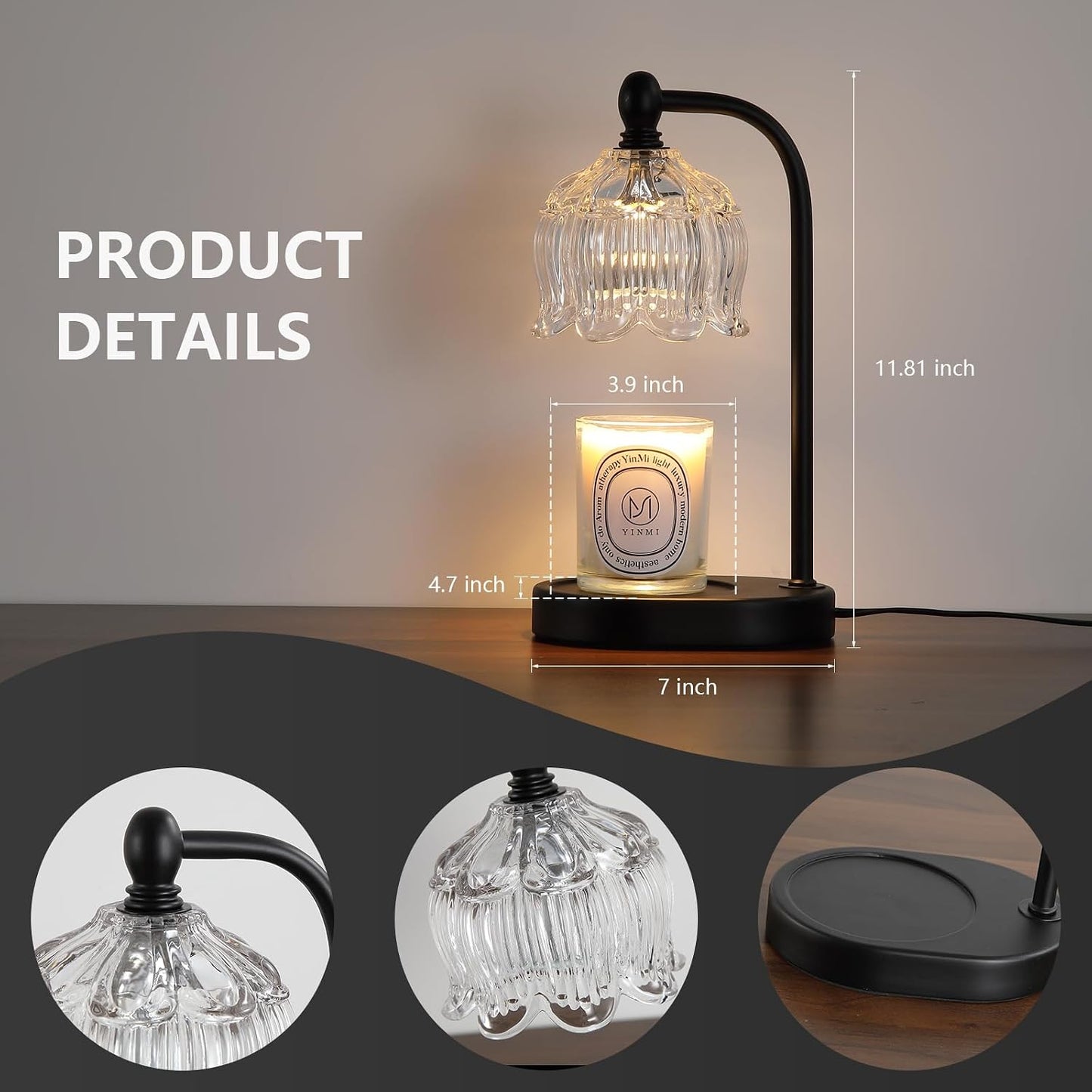 MEIXISUE Candle Warmer Lamp with Timer and Dimmer,Electric Gold Light Gifts for Women Melt Wax Warmer Lamp with 2 Bulbs for Candle Jars House Warming New Home Decor Bedroom