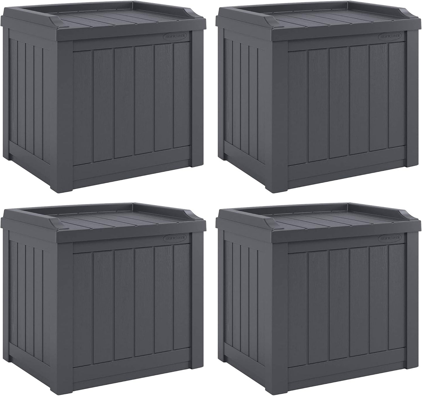 Suncast Small Deck Box Storage w/ Bench Seat for Indoor & Outdoor Use, 22 Gal., Cyberspace