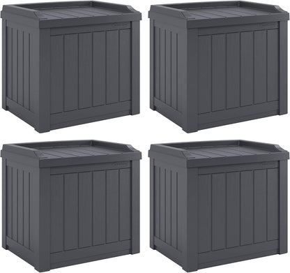 Suncast Small Deck Box Storage w/ Bench Seat for Indoor & Outdoor Use, 22 Gal., Cyberspace