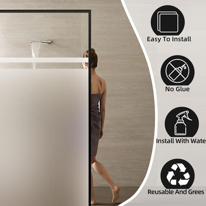 Frosted Window Privacy Film Static Cling, Removable Reusable Glass Sticker, Anti-UV Heat Blocking Decorative Window Film for Home Bathroom Bedroom with Installation Tools Frosted White 17x78inch