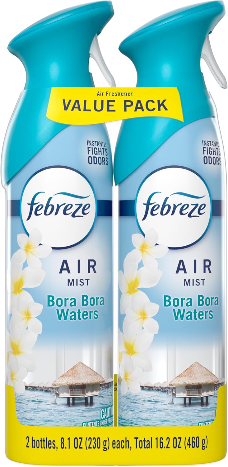 Febreze Air Mist, Air Freshener Spray, Odor Fighting Room Spray, Deodorizer for Home Bathroom Kitchen Office Apartment Dorm Room Classroom, Linen & Sky Scent, 8.1oz (Pack of 2)