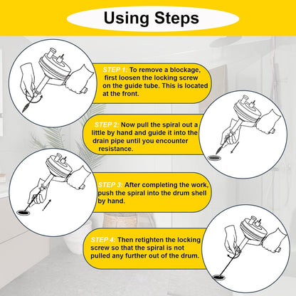 Drain Auger 50FT, Drain Snake with Drill Adapter, Plumbing Snake Clog Remover Use Manually or Powered for Kitchen, Bathtub and Shower Drains