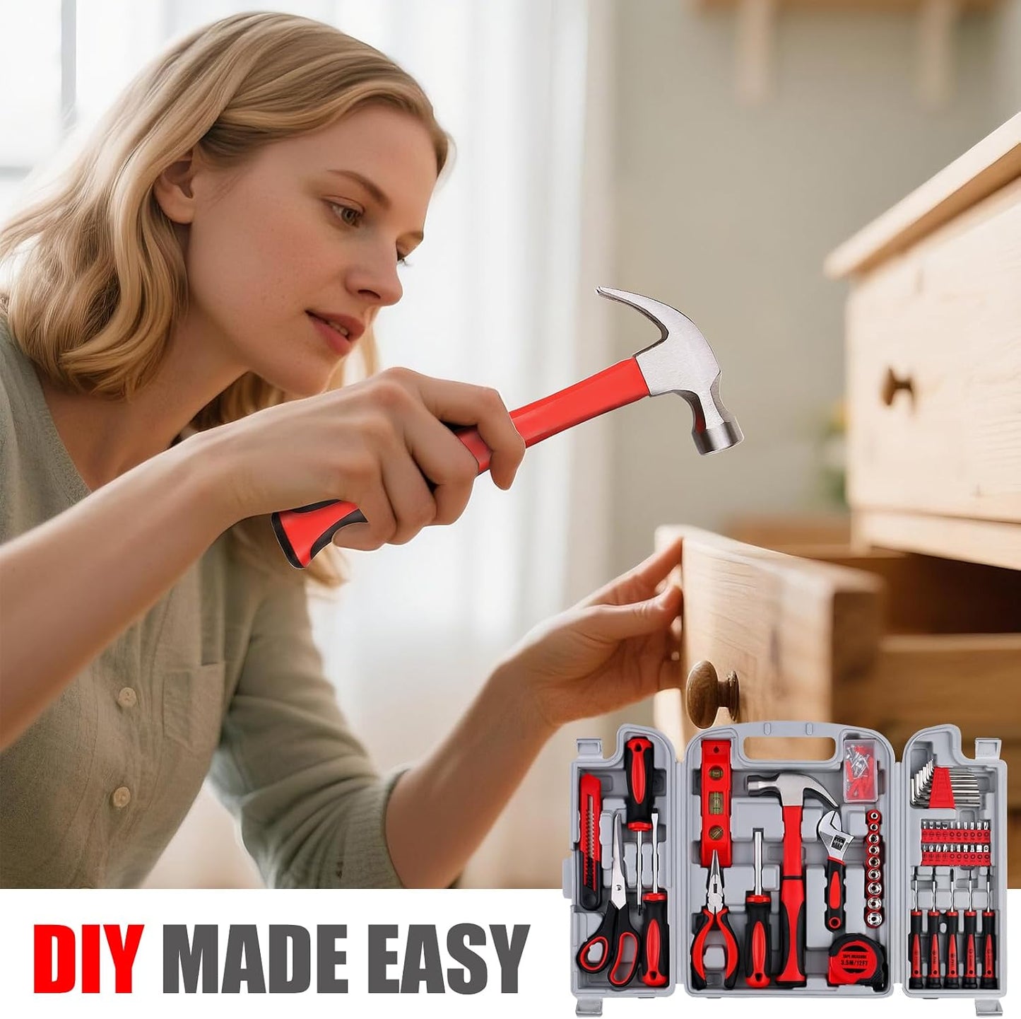 WINNER 156-Piece Delicate All-Purpose Home Tool Kit in Foldable Toolbox, Unisex | Complete and Essential Hand Tools Set for General House Repairs, Dorm, Apartments, Perfect Father's Day Gift
