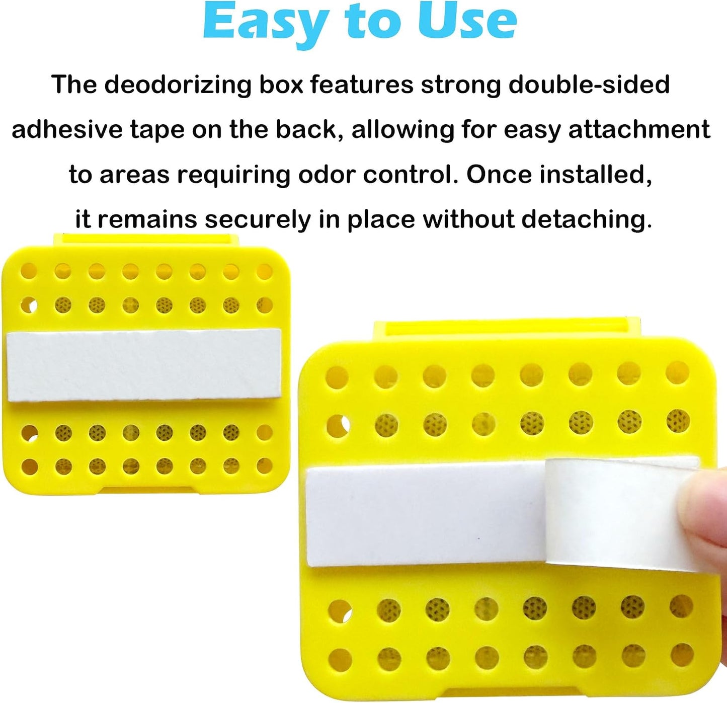 2 Pack Stick On Deodorizing Box, 12 Pack Odor Removing Refills for Trash Can, Activated Charcoal Odor Eliminator for Indoor Kitchen Trash/Diaper Pails/Wardrobe/Shoe Cabinet (Black)