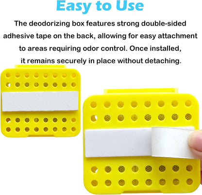2 Pack Stick On Deodorizing Box, 12 Pack Odor Removing Refills for Trash Can, Activated Charcoal Odor Eliminator for Indoor Kitchen Trash/Diaper Pails/Wardrobe/Shoe Cabinet (Black)