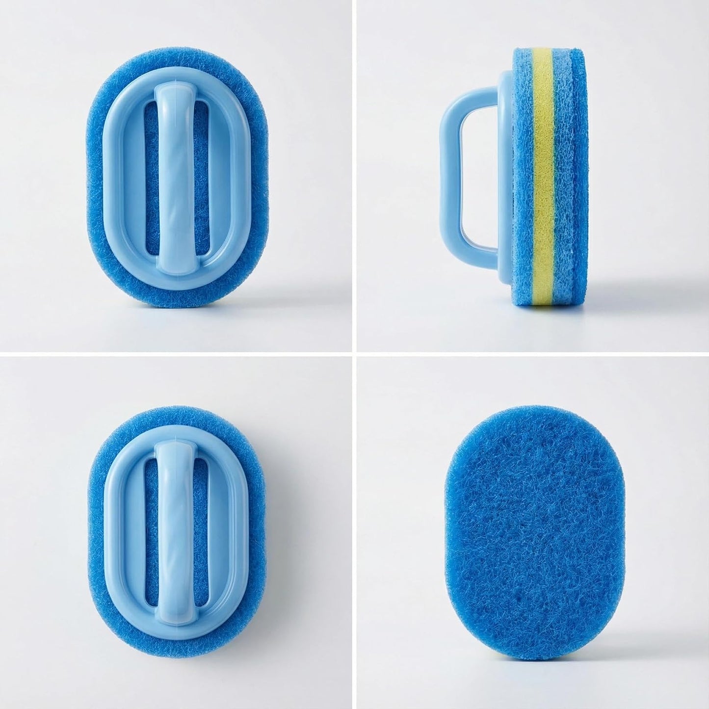 Heavy-Duty Cleaning Brush with Ergonomic Handle - Stiff Sponge Scrubber for Bathroom Shower Tile, Kitchen Sink, Toilet & Bathtub - Reusable Crevice Tool with Hanging Hole, Multi-Surface Scrub Brush
