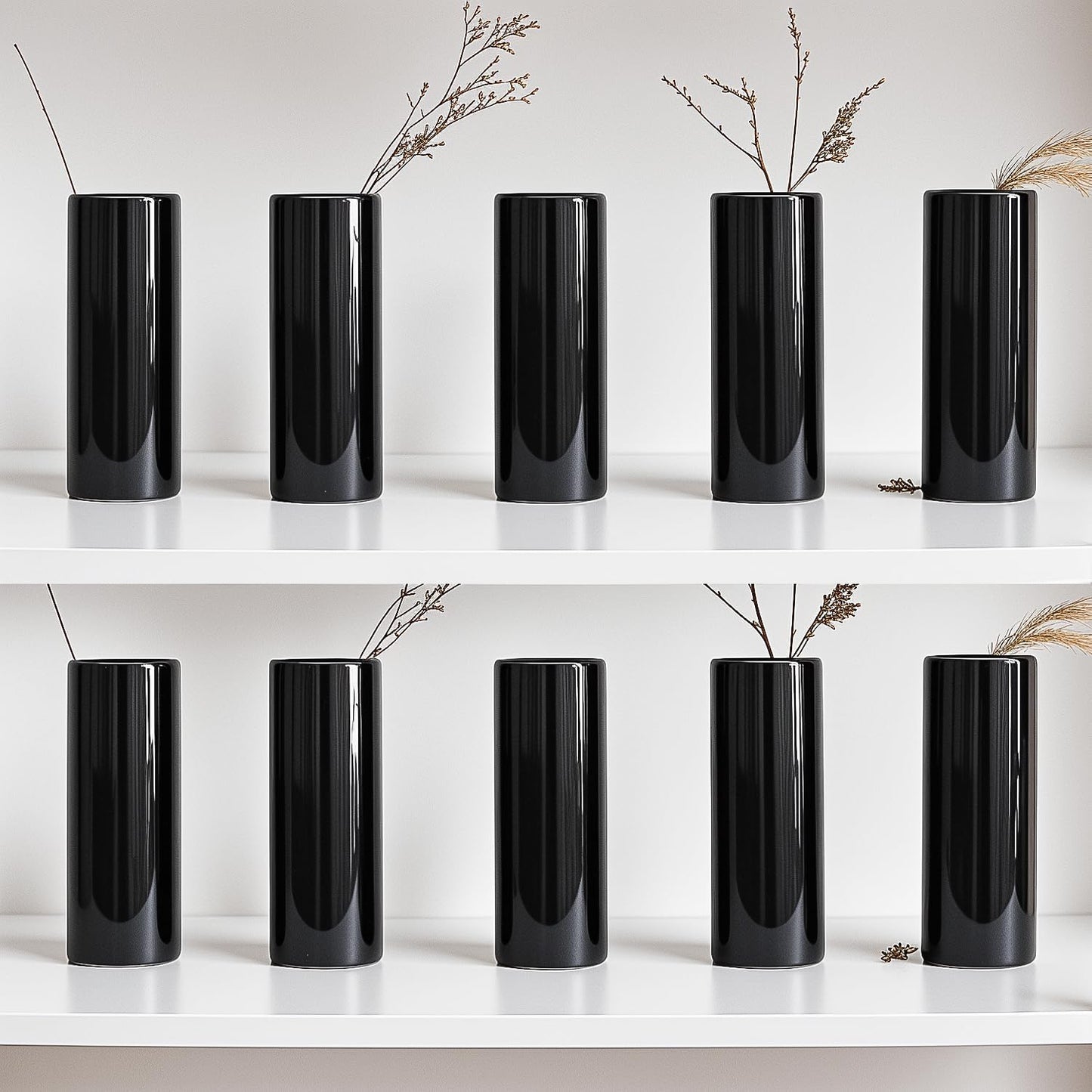 Modern Small Flower Vases 8 Pack - Ceramic, White