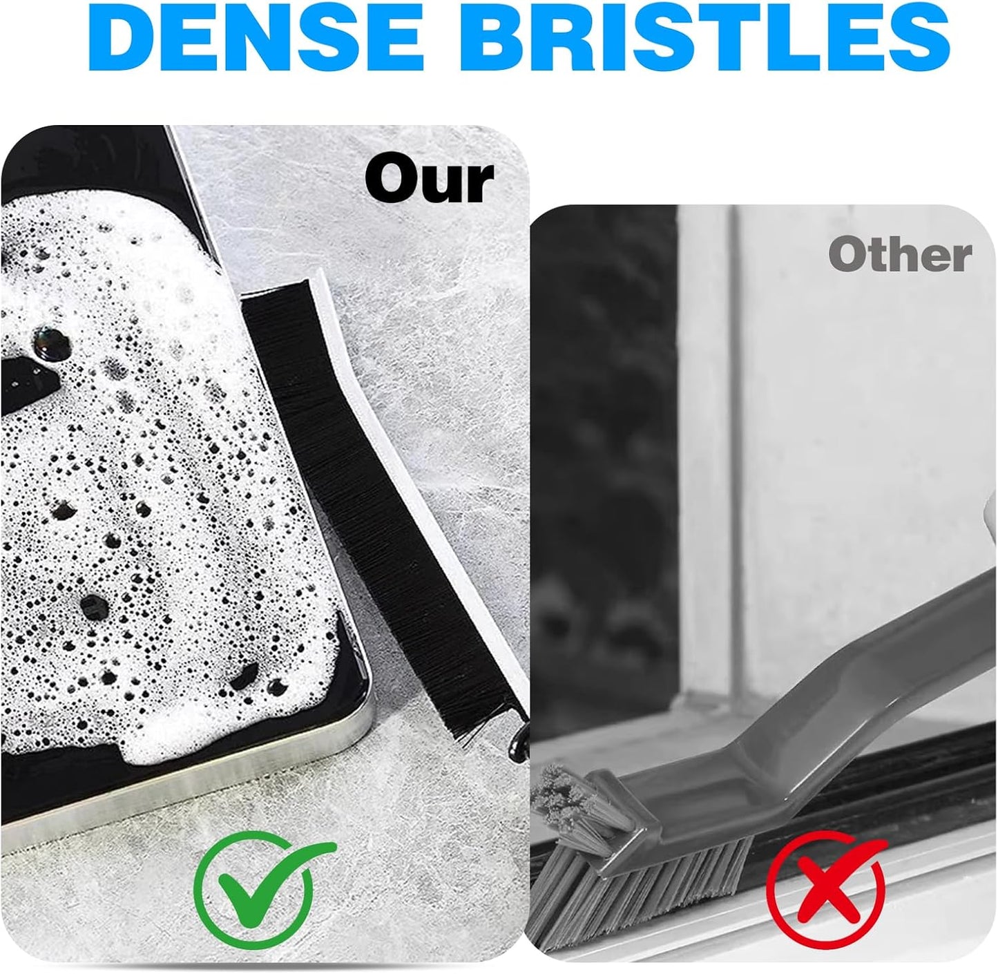 Crevice Cleaning Brush 9-Pack - Heavy Duty Hard Bristle Gap Brush for Deep Cleaning - Ultra-Thin Window Track Cleaning Tool for Shower Grout