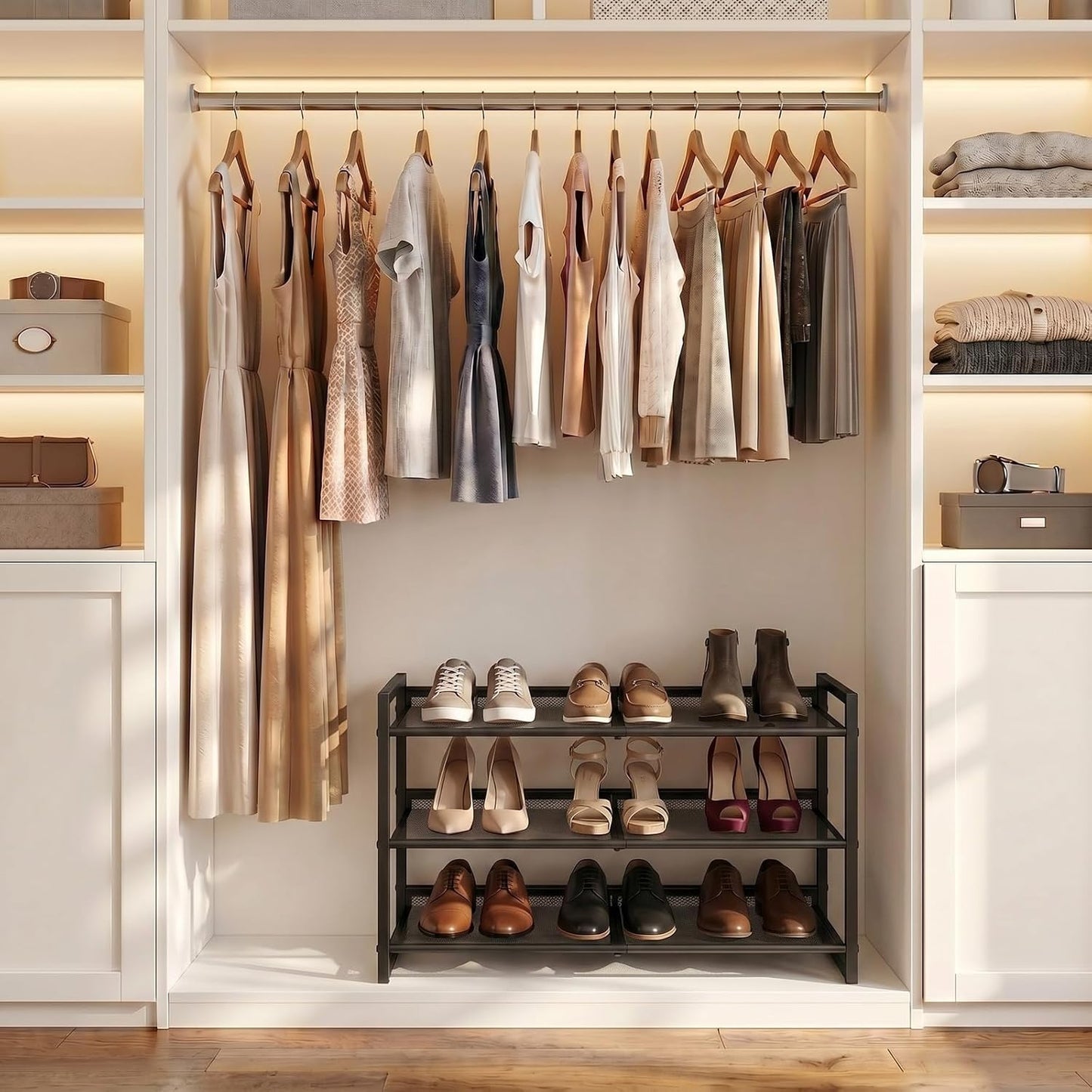 Garden 4 you Shoe Rack - Expandable Shoe Organizer for Closet, Metal Shoe Shelf Organizer, Stackable Adjustable Shoe Storage Shelf for Entryway, Garage, Door Entrance (2-Tier)