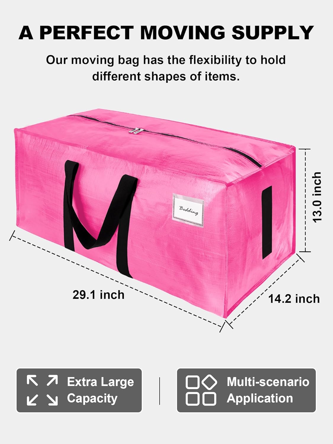HOMESURE Supports 200lbs Heavy Duty Moving Bags - Strong Zipper & Wrap-Around Handles - Water-Resistant Storage Totes, Durable Alternative to Moving Boxes - 8 Pack - Semi-Transparent