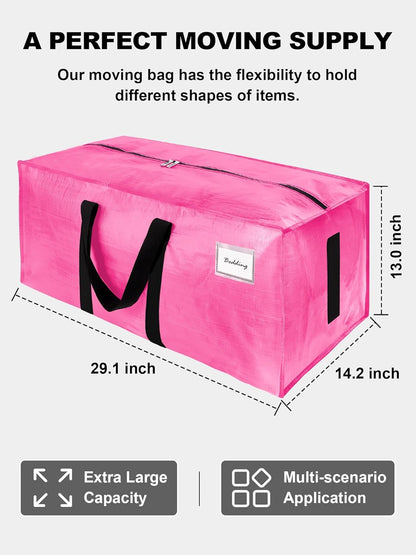 HOMESURE Supports 200lbs Heavy Duty Moving Bags - Strong Zipper & Wrap-Around Handles - Water-Resistant Storage Totes, Durable Alternative to Moving Boxes - 8 Pack - Semi-Transparent