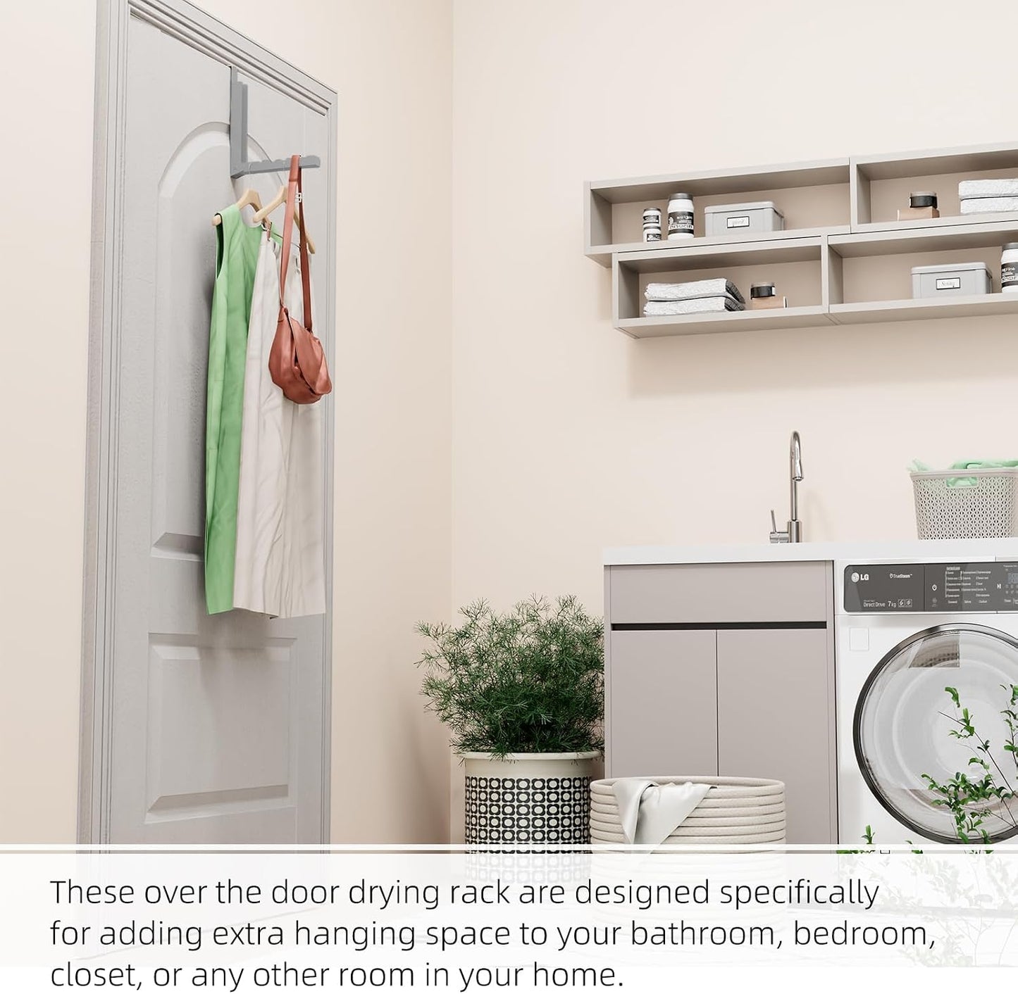 2 Pack Over The Door Hanger Folding Clothes Drying Rack, Folding Hanging Coat Rack for Indoor Laundry Room Compact Small Space Foldable Portable Clothing Hanger Hook Collapsible (Wihte-2(Upgraded))