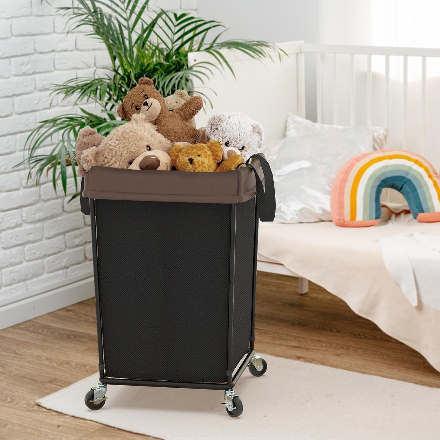 Mefirt 320L Laundry Hamper with Wheels, 3 Section Large Rolling Laundry Basket Bag with Wheels, Clothes Hamper Cart for Laundry, Bedroom, Bathroom and Dorm