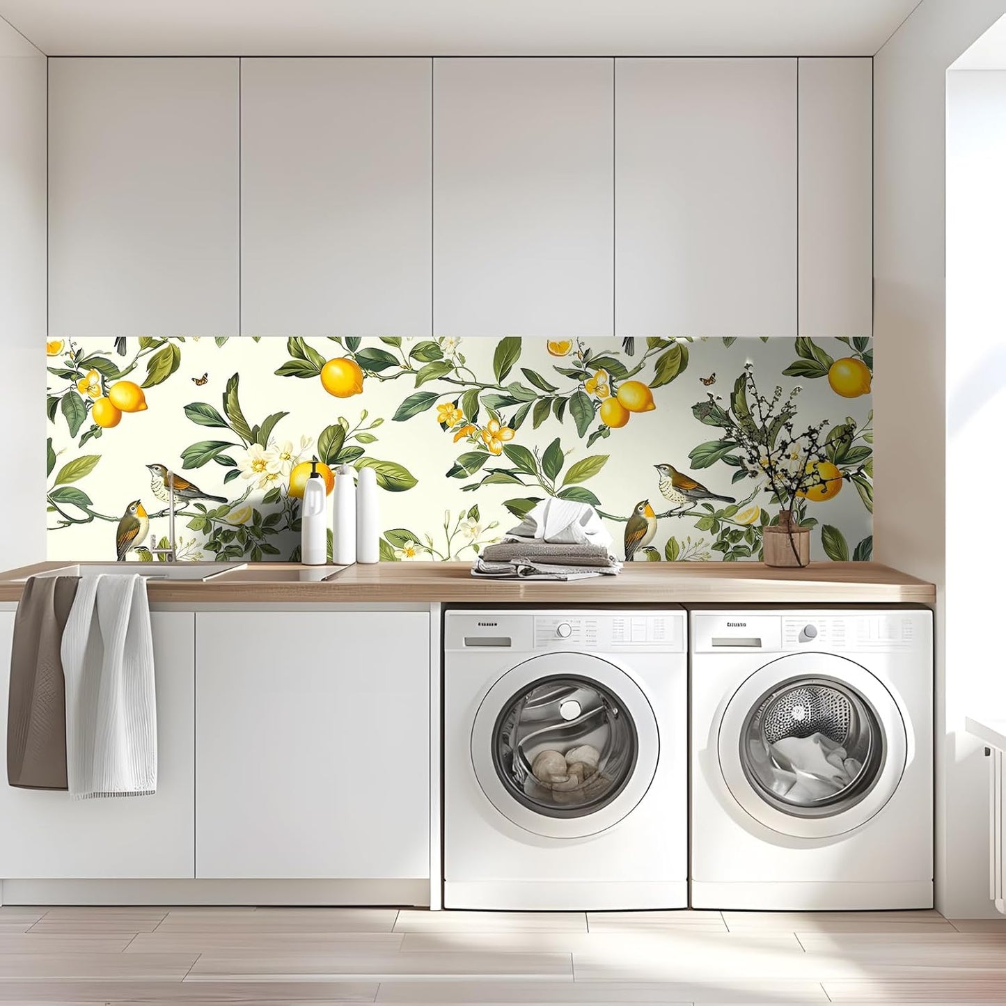 Peel and Stick Wallpaper, Soft Wildflower Botanical Contact Paper, PVC Vinyl Removable Wall Covering, Waterproof Easy-Clean, No Residue Renter Friendly, Neutral Decor, 39.4x17.3 in (Flowers2)
