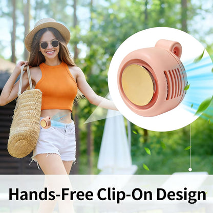 Portable Silent Clip-On Bladeless Personal Fan, Wearable Waist & Neck Fan, 360° Rotation, 3 Speeds, USB-C Rechargeable, Compact & Lightweight, Hands-Free Cooling for Travel, Office & Outdoor (Pink)