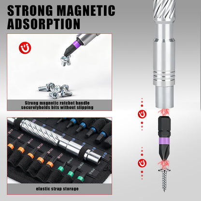 VMAN Ratchet Screwdriver Set, magnetic Screwdriver sets, S2 Steel Bits, DIY Combination Flexible Shaft, Suitable for Furniture Assembly, Precision Electrical Appliance Repair, Bicycle Tools