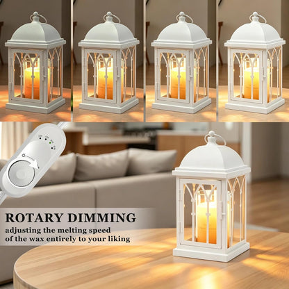 Candle Warmer Lamp with Timer Dimmer,Electric Candle Lamp Lantern Style,Compatible with 3 Wick/Large Candle,Fully Enclosed & Hangable Designed for Family with Pet,Children