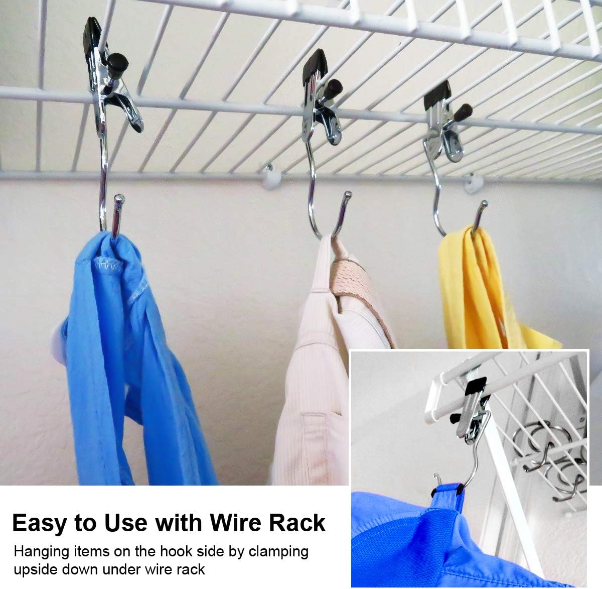 Coideal Boot Hangers Laundry Hanging Hooks Clips, 16 Pcs Stainless Steel Portable Clothespins for Drying Closet Travel (Black + Pink)