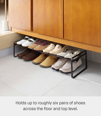 YAMAZAKI Home Frame Adjustable Shoe Rack - Spacesaving Storage Solution, 7" - Steel - Holds Up to 4 Pairs of Shoes Per Shelf