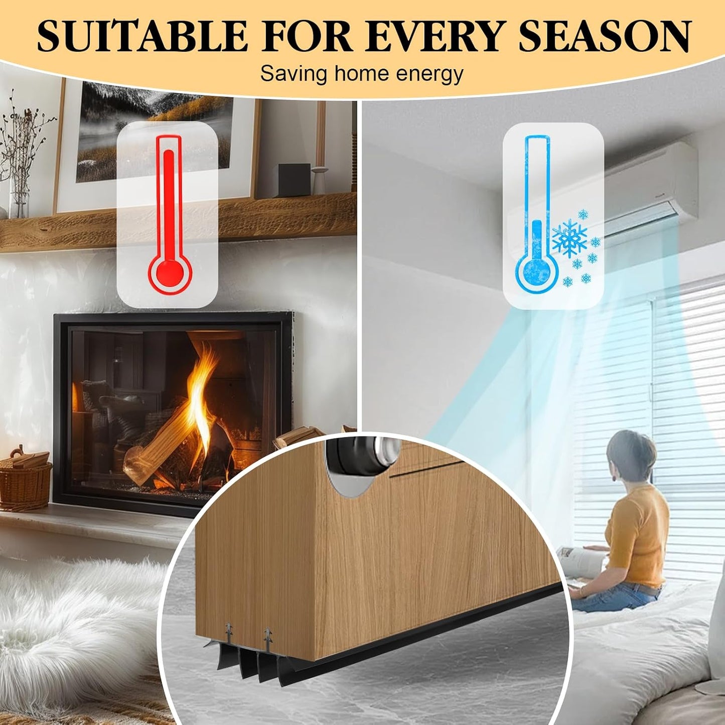 2 Pcs 36 Inch 90CM Exterior Door Sweep with Vinyl Fins, Under Door Weather Stripping Seal for Exterior Doors with Kerf Track, Replacement Bottom Door Seal Strip, Draft Stopper & Rodent Proof