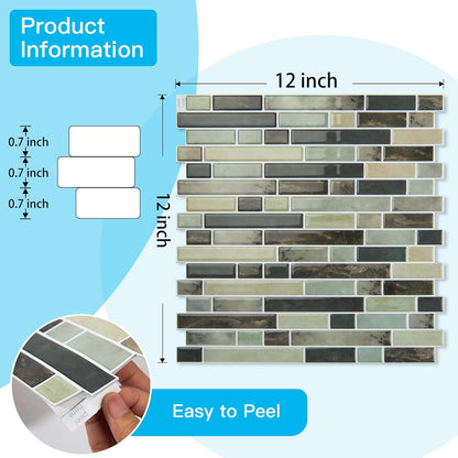 Art3d 10-Sheet Heavy-Duty Peel and Stick Backsplash, Waterproof Wall Tiles Stick on Kitchen Backsplash Living Space, Beige & White