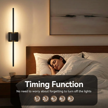 Torchlet Battery Operated Wall Sconces Set of 2 with Remote Control,DIY Independent Rotation Picture Lights,3000K-6000K Dimmable LED Rechargeable Wall Lights for Living Room Bedroom, 28.3'' Gold