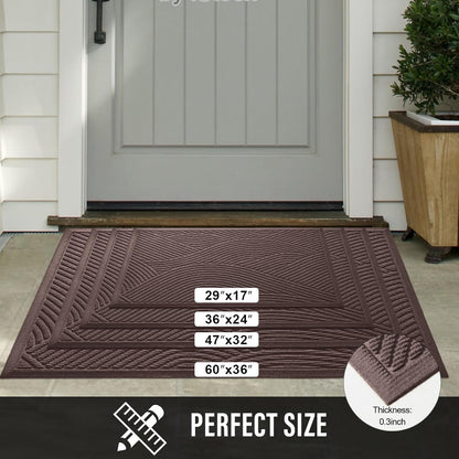 HIYARD Sturdy Front Door Mat, Absorbent Muddy Dirt Resist Welcome Door Mats Outdoor Indoor, Stain and Fade Resistant, Non-Slip Backing Entry Mat Low Profile Doormat for Entryway, 29×17, Beige