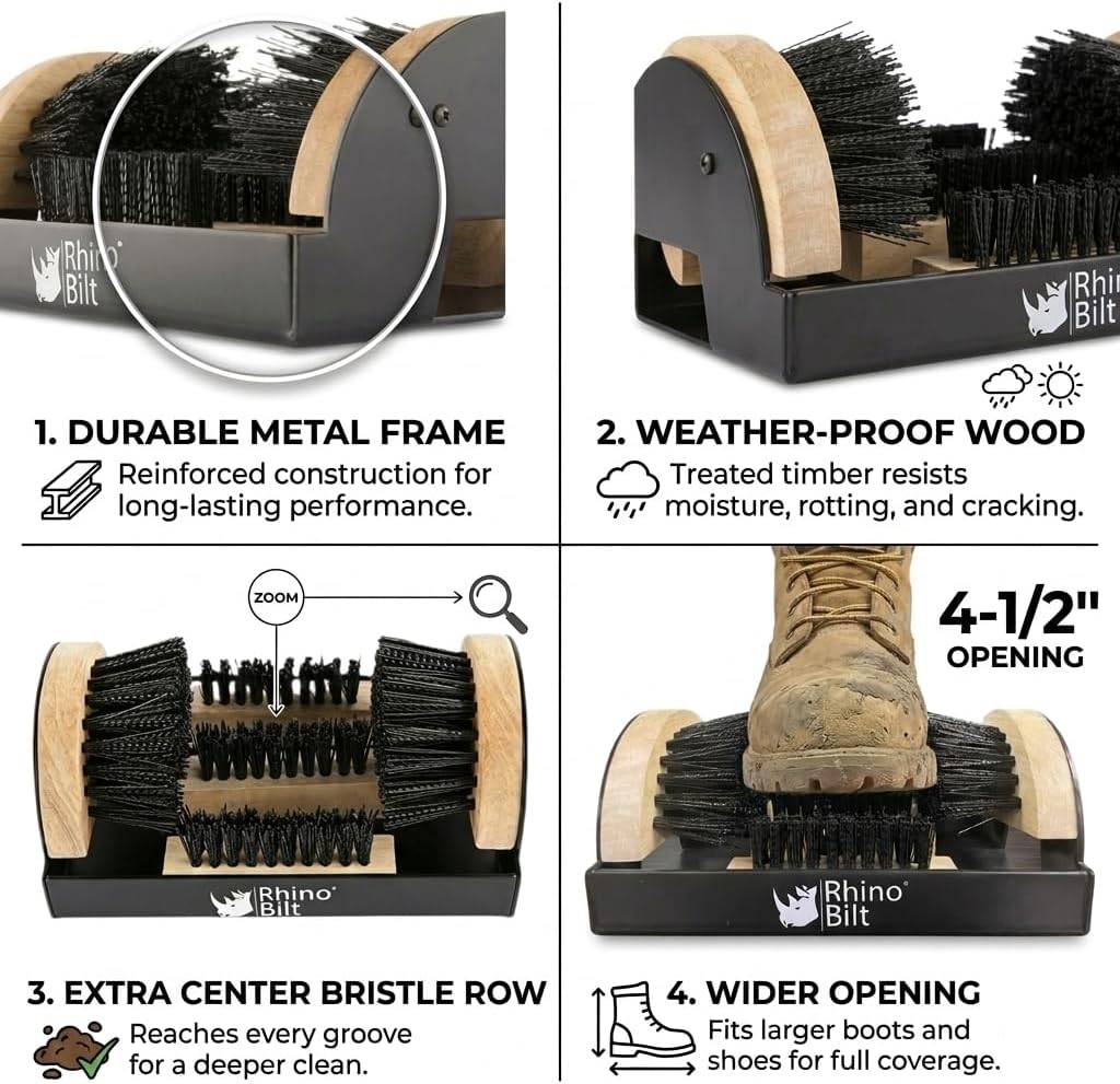 Boot Scraper, Outdoor Shoe Scrubber Cleaner, Heavy Duty Boot Brush, Deluxe Extra Wide
